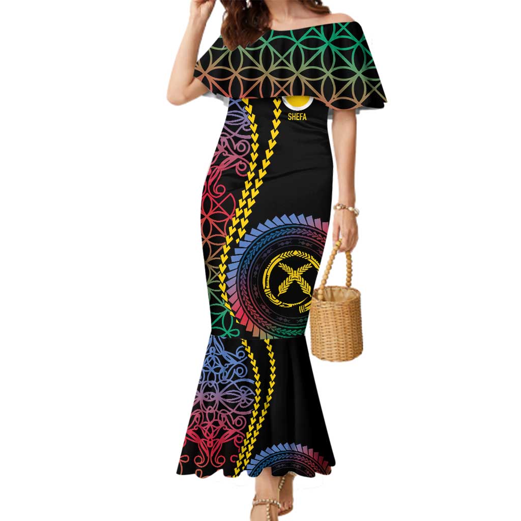 Proudly Ni-Van Sandroing Inspired Family Matching Mermaid Dress and Hawaiian Shirt Shefa Classic Style LT7 Mom's Dress Colorful - Polynesian Pride