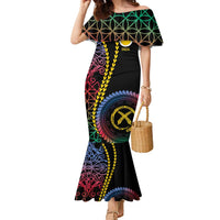 Proudly Ni-Van Sandroing Inspired Family Matching Mermaid Dress and Hawaiian Shirt Shefa Classic Style LT7 Mom's Dress Colorful - Polynesian Pride