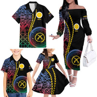 Proudly Ni-Van Sandroing Inspired Family Matching Off The Shoulder Long Sleeve Dress and Hawaiian Shirt Shefa Classic Style LT7 - Polynesian Pride