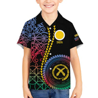 Proudly Ni-Van Sandroing Inspired Family Matching Off The Shoulder Long Sleeve Dress and Hawaiian Shirt Shefa Classic Style LT7 Son's Shirt Colorful - Polynesian Pride