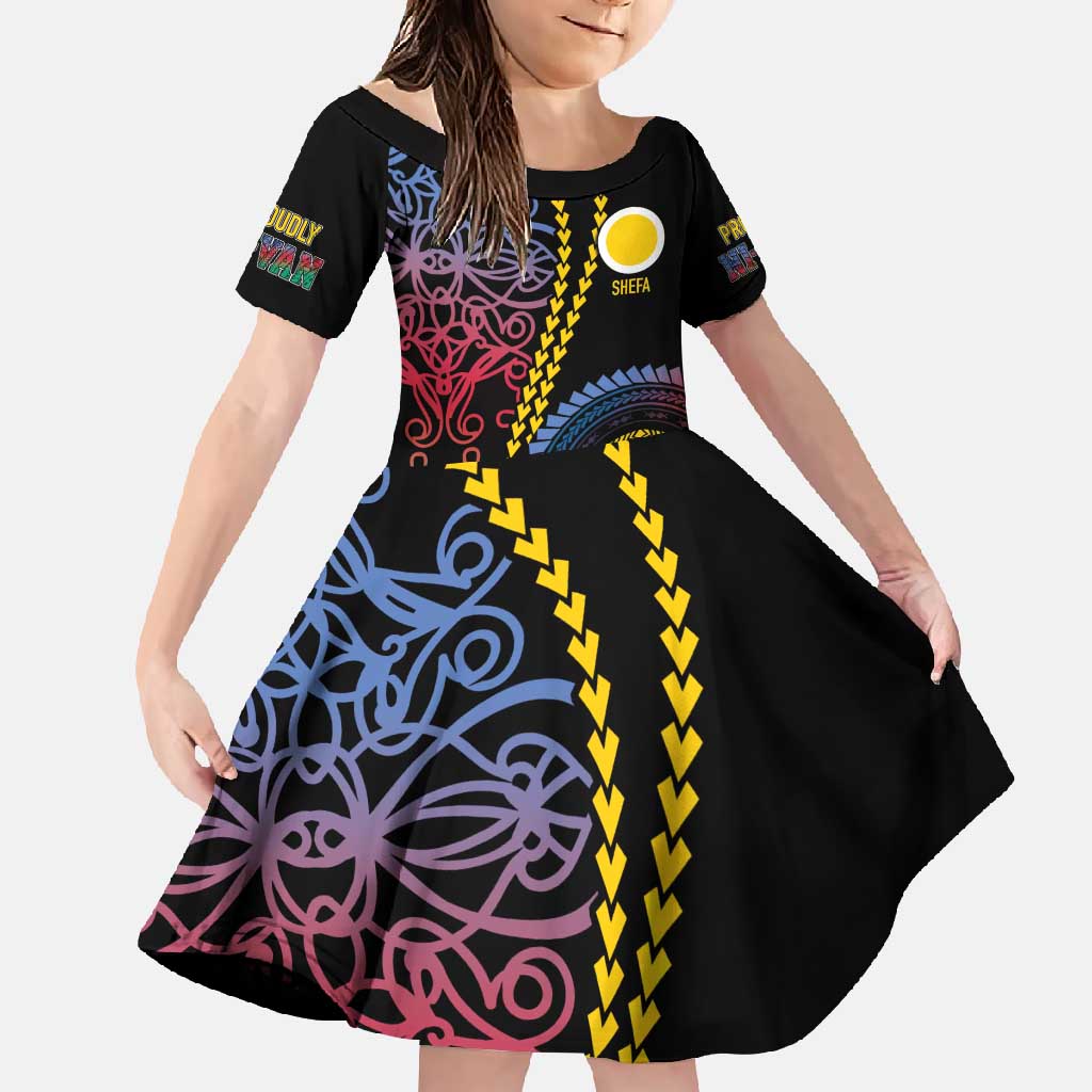 Proudly Ni-Van Sandroing Inspired Family Matching Off Shoulder Maxi Dress and Hawaiian Shirt Shefa Classic Style LT7 Daughter's Dress Colorful - Polynesian Pride
