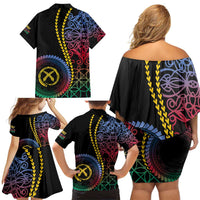 Proudly Ni-Van Sandroing Inspired Family Matching Off Shoulder Short Dress and Hawaiian Shirt Shefa Classic Style LT7 - Polynesian Pride