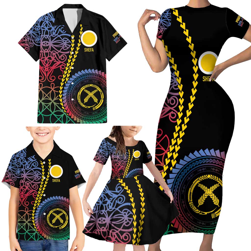 Proudly Ni-Van Sandroing Inspired Family Matching Short Sleeve Bodycon Dress and Hawaiian Shirt Shefa Classic Style