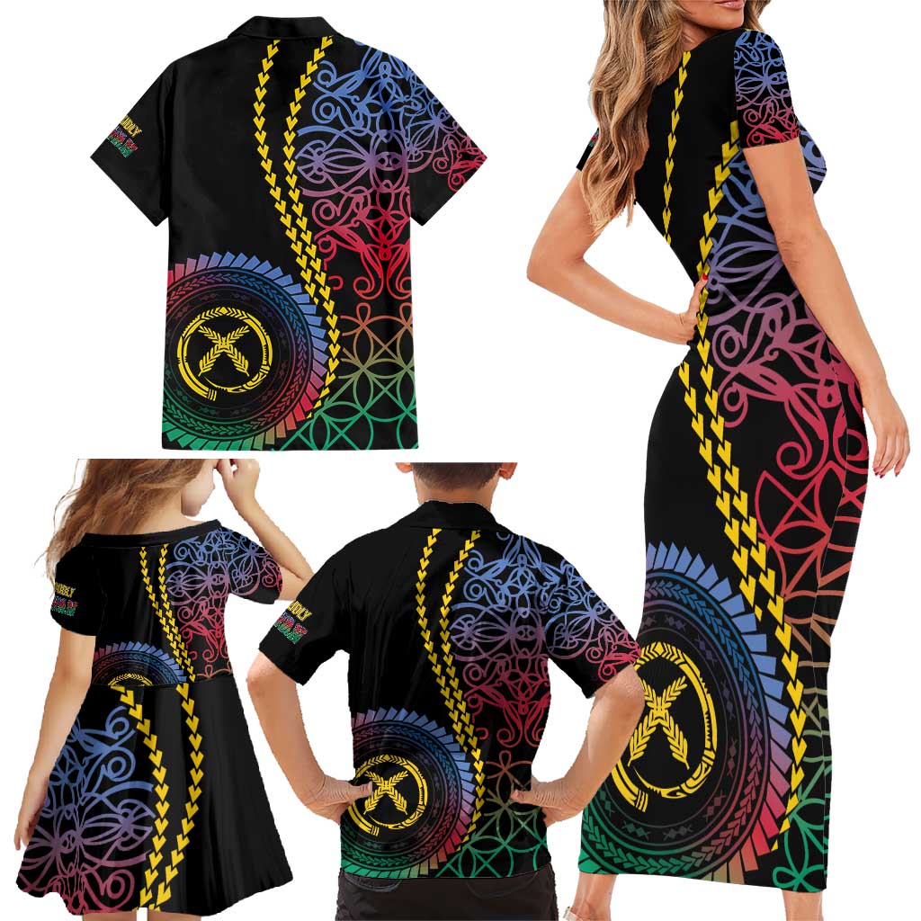 Proudly Ni-Van Sandroing Inspired Family Matching Short Sleeve Bodycon Dress and Hawaiian Shirt Shefa Classic Style LT7 - Polynesian Pride