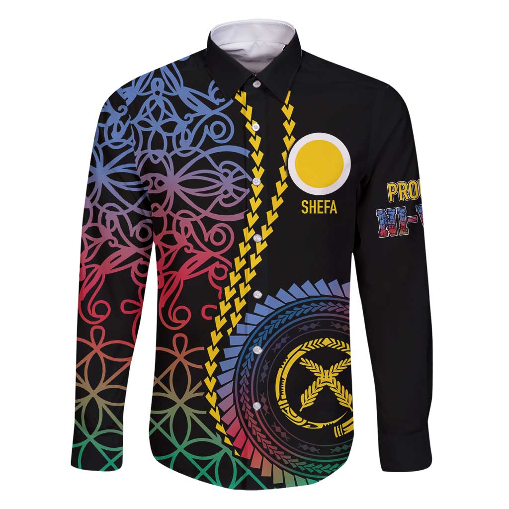 Proudly Ni-Van Sandroing Inspired Family Matching Summer Maxi Dress and Hawaiian Shirt Shefa Classic Style LT7 Dad's Shirt - Long Sleeve Colorful - Polynesian Pride