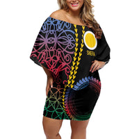 Proudly Ni-Van Sandroing Inspired Off Shoulder Short Dress Shefa Classic Style LT7 Women Colorful - Polynesian Pride