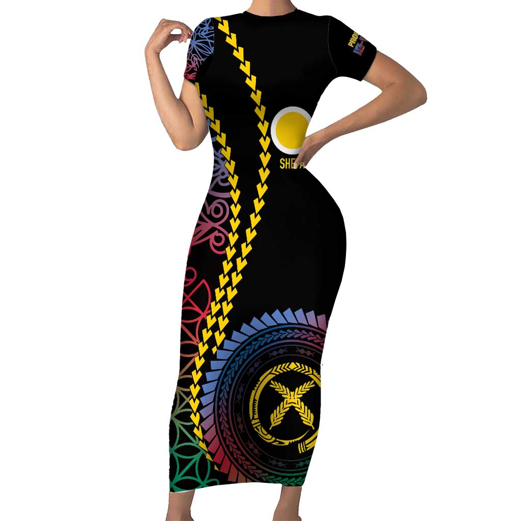 Proudly Ni-Van Sandroing Inspired Short Sleeve Bodycon Dress Shefa Classic Style