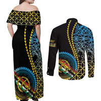 Proudly Ni-Van Sandroing Inspired Couples Matching Off Shoulder Maxi Dress and Long Sleeve Button Shirt Torba Classic Style LT7 - Polynesian Pride