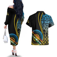 Proudly Ni-Van Sandroing Inspired Couples Matching Off The Shoulder Long Sleeve Dress and Hawaiian Shirt Torba Classic Style LT7 - Polynesian Pride
