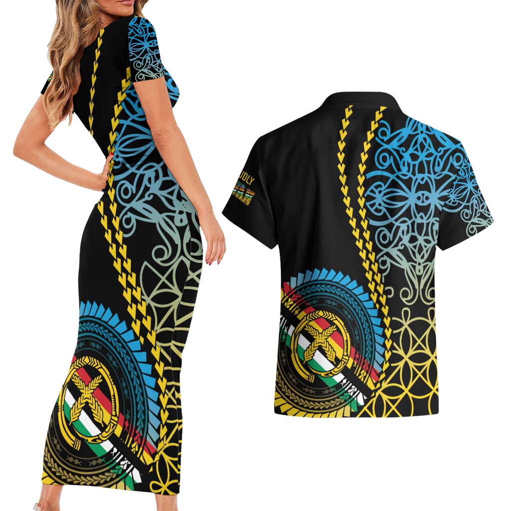 Proudly Ni-Van Sandroing Inspired Couples Matching Short Sleeve Bodycon Dress and Hawaiian Shirt Torba Classic Style LT7 - Polynesian Pride