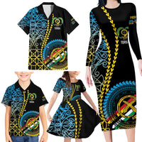 Proudly Ni-Van Sandroing Inspired Family Matching Long Sleeve Bodycon Dress and Hawaiian Shirt Torba Classic Style LT7 - Polynesian Pride