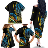 Proudly Ni-Van Sandroing Inspired Family Matching Off The Shoulder Long Sleeve Dress and Hawaiian Shirt Torba Classic Style LT7 - Polynesian Pride