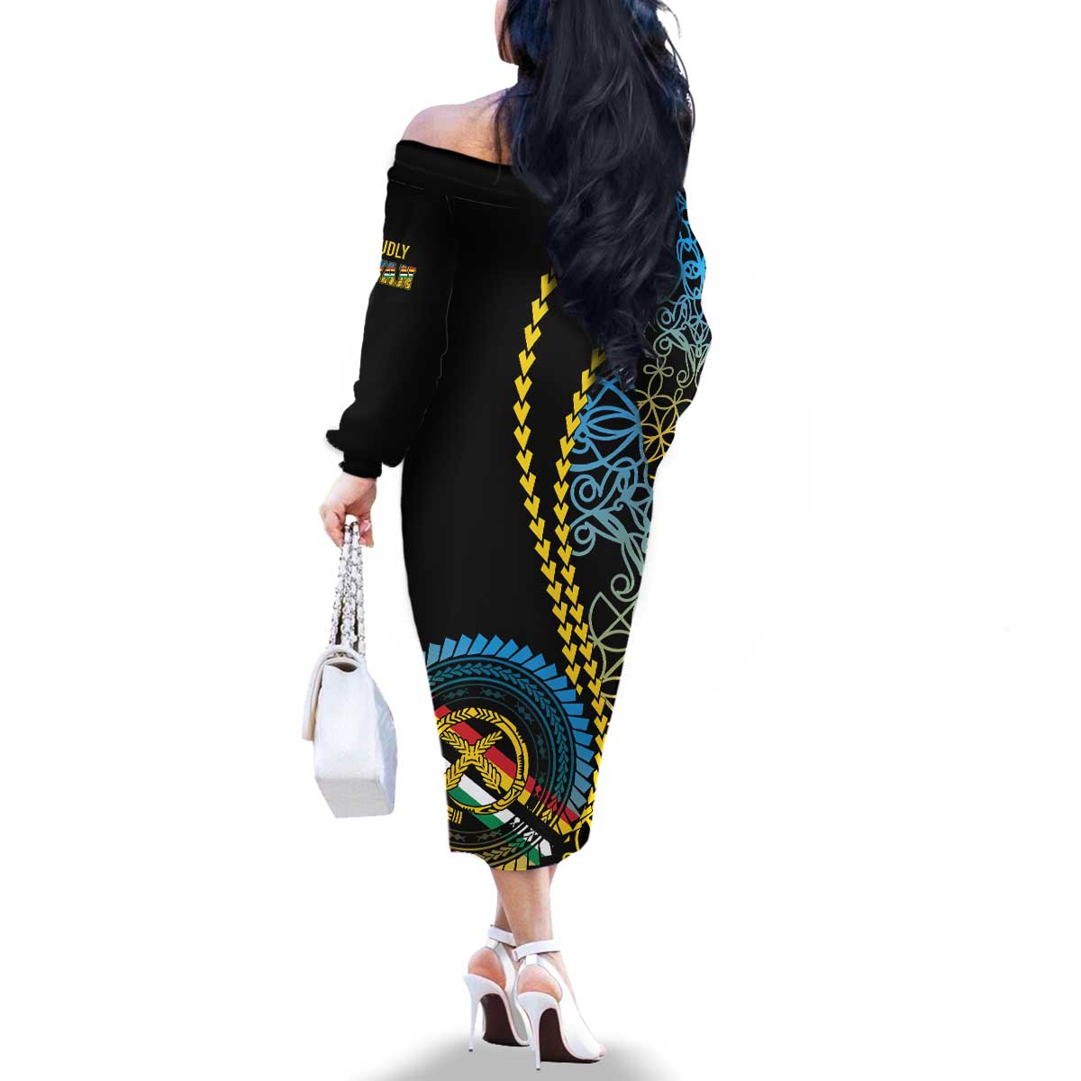 Proudly Ni-Van Sandroing Inspired Family Matching Off The Shoulder Long Sleeve Dress and Hawaiian Shirt Torba Classic Style LT7 - Polynesian Pride