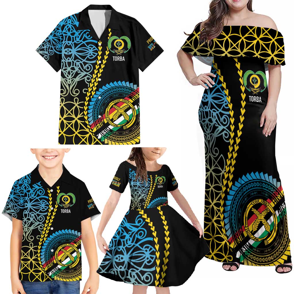 Proudly Ni-Van Sandroing Inspired Family Matching Off Shoulder Maxi Dress and Hawaiian Shirt Torba Classic Style LT7 - Polynesian Pride