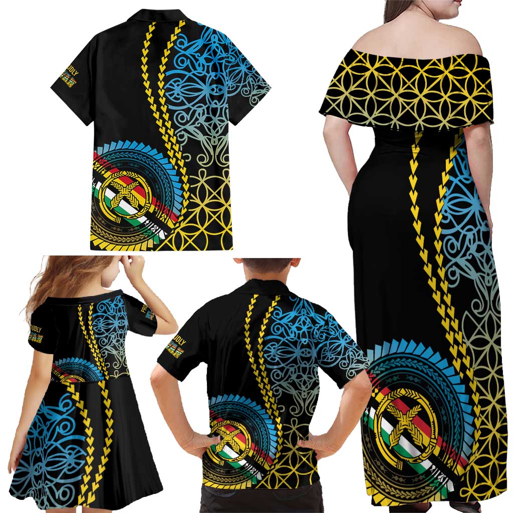 Proudly Ni-Van Sandroing Inspired Family Matching Off Shoulder Maxi Dress and Hawaiian Shirt Torba Classic Style LT7 - Polynesian Pride