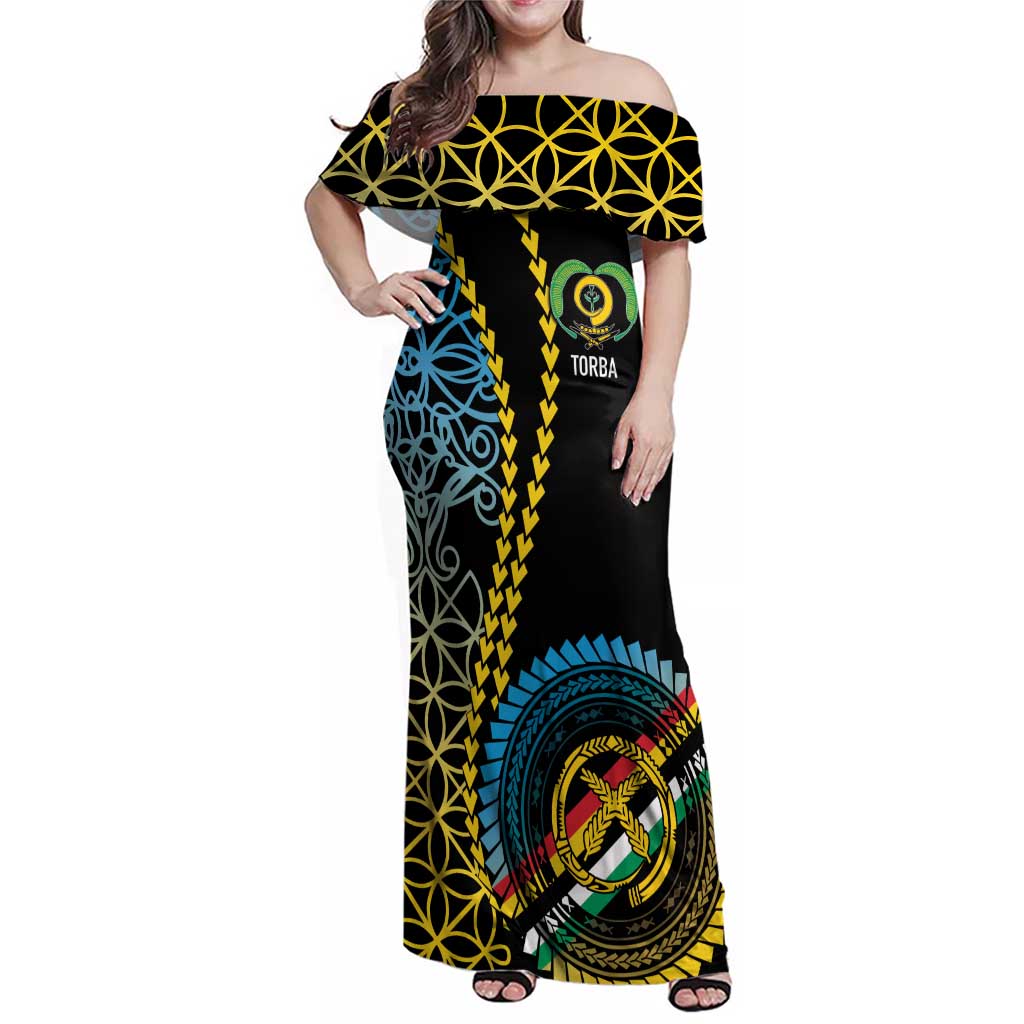 Proudly Ni-Van Sandroing Inspired Family Matching Off Shoulder Maxi Dress and Hawaiian Shirt Torba Classic Style LT7 Mom's Dress Colorful - Polynesian Pride