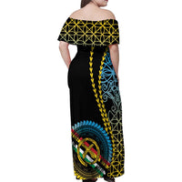 Proudly Ni-Van Sandroing Inspired Family Matching Off Shoulder Maxi Dress and Hawaiian Shirt Torba Classic Style LT7 - Polynesian Pride