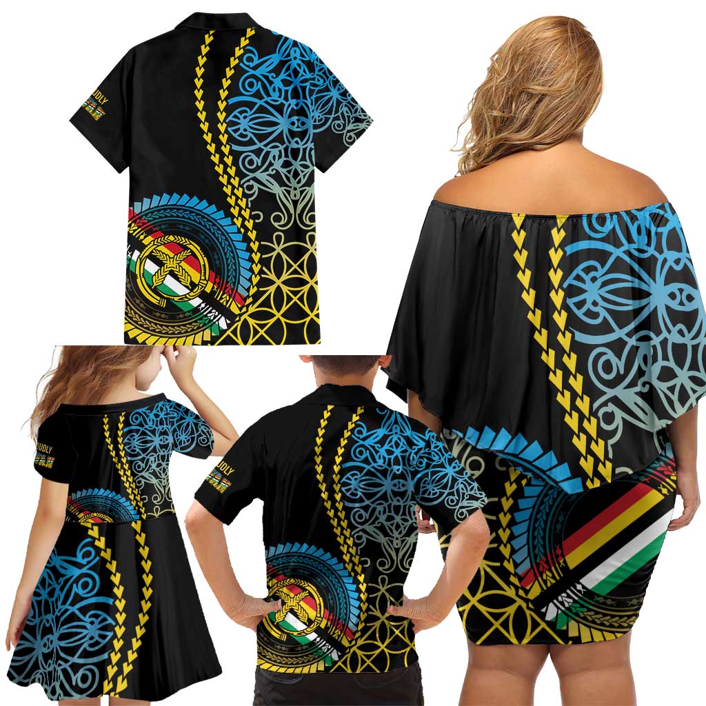 Proudly Ni-Van Sandroing Inspired Family Matching Off Shoulder Short Dress and Hawaiian Shirt Torba Classic Style LT7 - Polynesian Pride