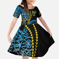 Proudly Ni-Van Sandroing Inspired Kid Short Sleeve Dress Torba Classic Style LT7 KID Colorful - Polynesian Pride