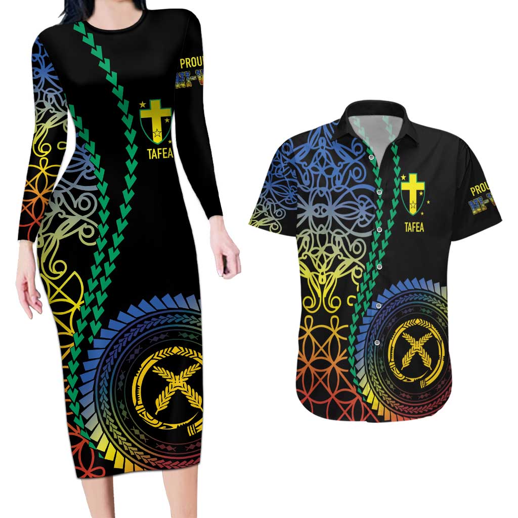 Proudly Ni-Van Sandroing Inspired Couples Matching Long Sleeve Bodycon Dress and Hawaiian Shirt Tafea Classic Style LT7 Colorful - Polynesian Pride