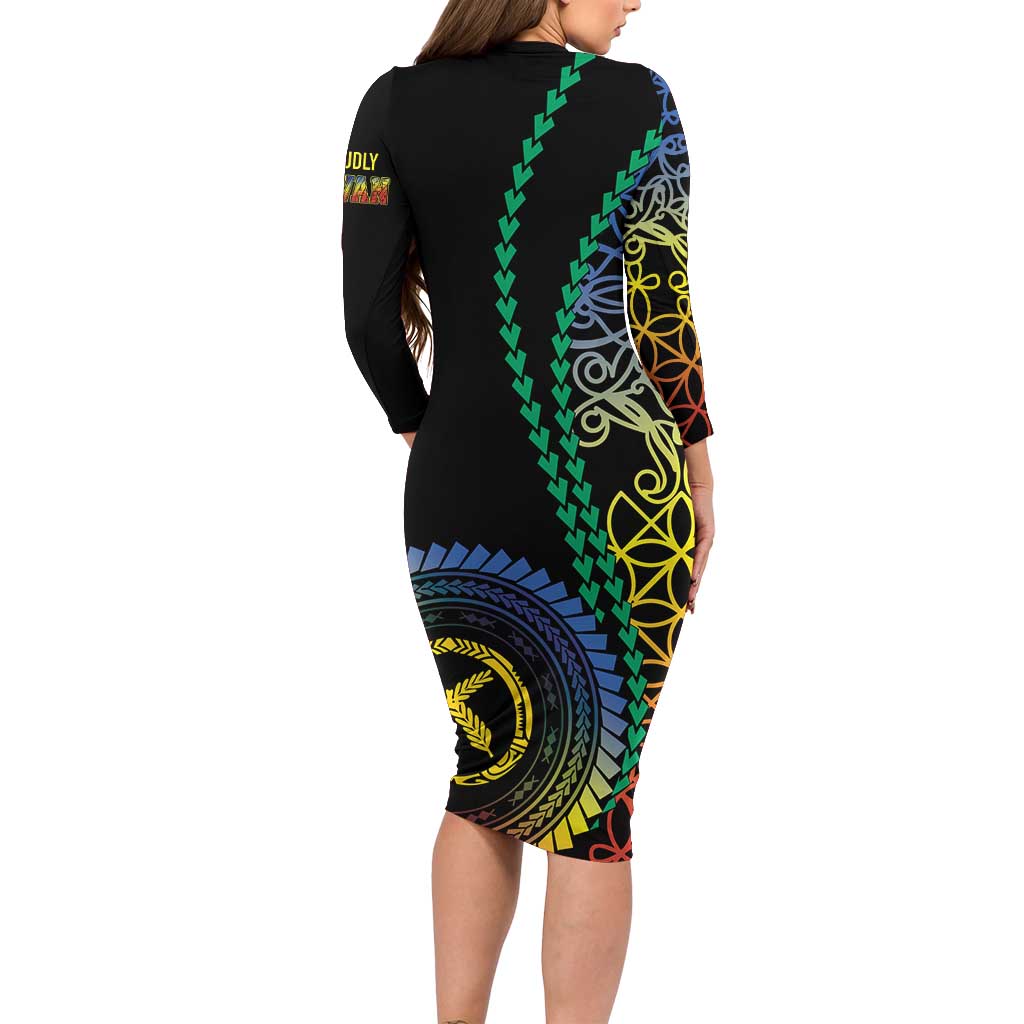 Proudly Ni-Van Sandroing Inspired Family Matching Long Sleeve Bodycon Dress and Hawaiian Shirt Tafea Classic Style LT7 - Polynesian Pride