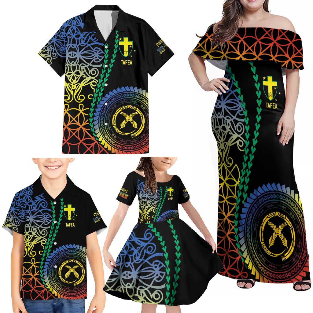 Proudly Ni-Van Sandroing Inspired Family Matching Off Shoulder Maxi Dress and Hawaiian Shirt Tafea Classic Style LT7 - Polynesian Pride