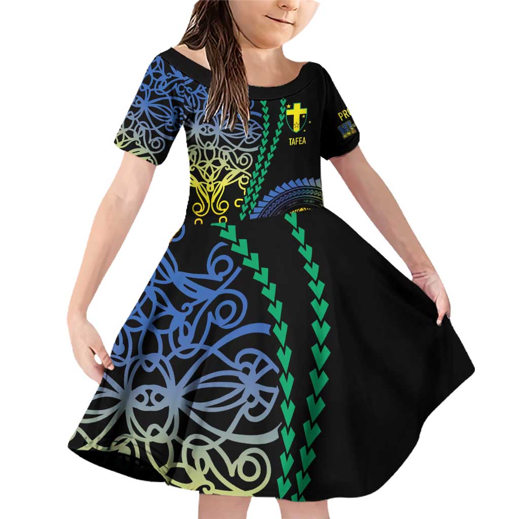 Proudly Ni-Van Sandroing Inspired Family Matching Off Shoulder Short Dress and Hawaiian Shirt Tafea Classic Style LT7 Daughter's Dress Colorful - Polynesian Pride