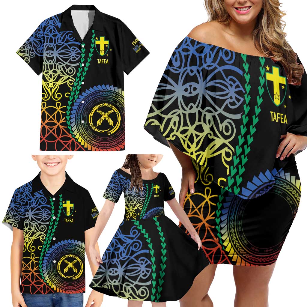 Proudly Ni-Van Sandroing Inspired Family Matching Off Shoulder Short Dress and Hawaiian Shirt Tafea Classic Style LT7 - Polynesian Pride