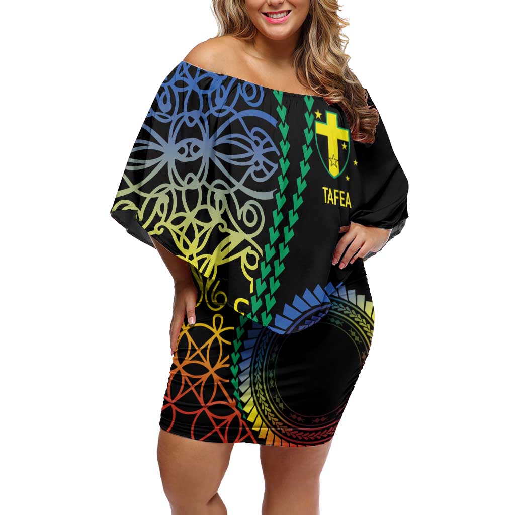 Proudly Ni-Van Sandroing Inspired Family Matching Off Shoulder Short Dress and Hawaiian Shirt Tafea Classic Style LT7 Mom's Dress Colorful - Polynesian Pride