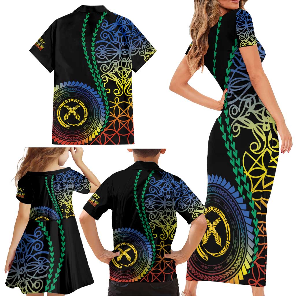 Proudly Ni-Van Sandroing Inspired Family Matching Short Sleeve Bodycon Dress and Hawaiian Shirt Tafea Classic Style LT7 - Polynesian Pride