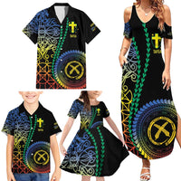 Proudly Ni-Van Sandroing Inspired Family Matching Summer Maxi Dress and Hawaiian Shirt Tafea Classic Style LT7 - Polynesian Pride