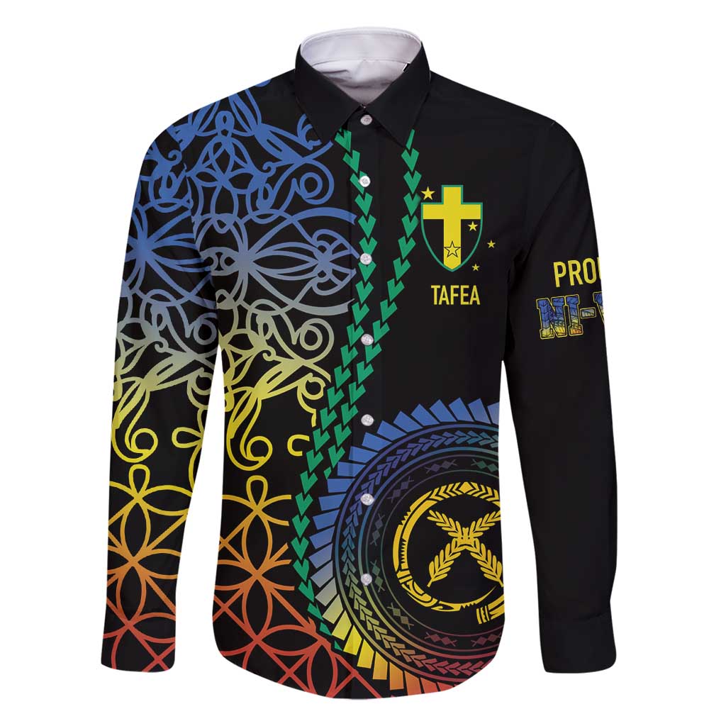 Proudly Ni-Van Sandroing Inspired Family Matching Summer Maxi Dress and Hawaiian Shirt Tafea Classic Style LT7 Dad's Shirt - Long Sleeve Colorful - Polynesian Pride
