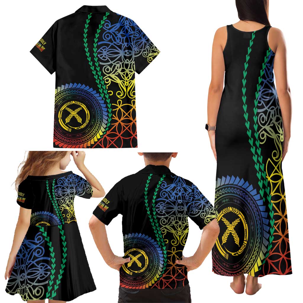 Proudly Ni-Van Sandroing Inspired Family Matching Tank Maxi Dress and Hawaiian Shirt Tafea Classic Style LT7 - Polynesian Pride
