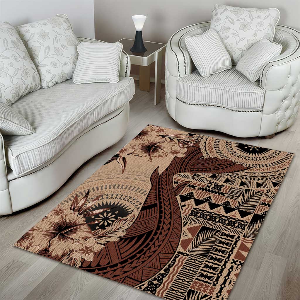 Bula Fiji Area Rug Shark Tail Beige Masi Tapa LT7 - Polynesian Pride
