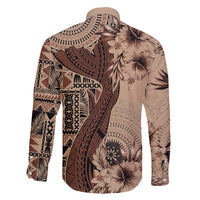 Bula Fiji Family Matching Summer Maxi Dress and Hawaiian Shirt Shark Tail Beige Masi Tapa LT7 - Polynesian Pride