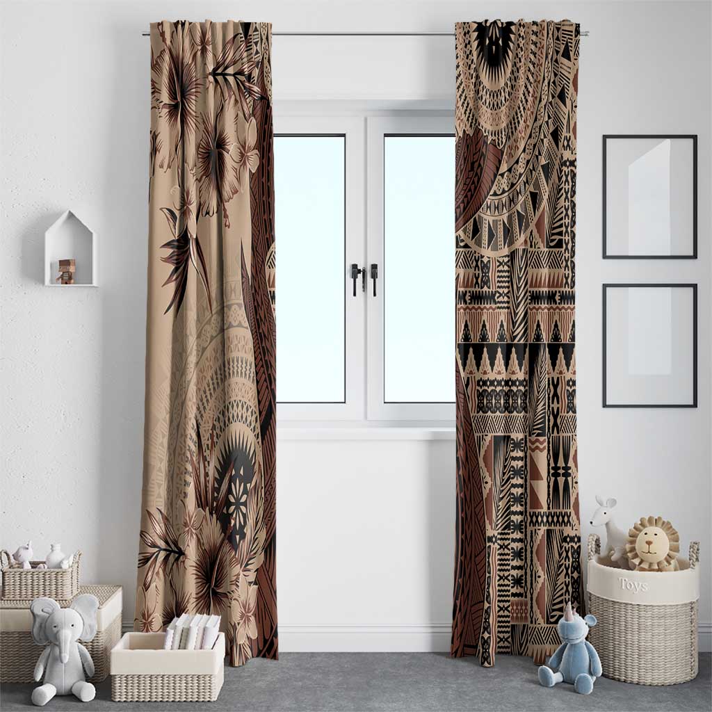 Bula Fiji Window Curtain Shark Tail Beige Masi Tapa