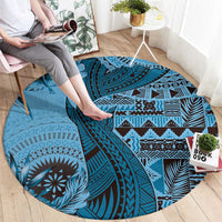Bula Fiji Round Carpet Shark Tail Turquoise Masi Tapa