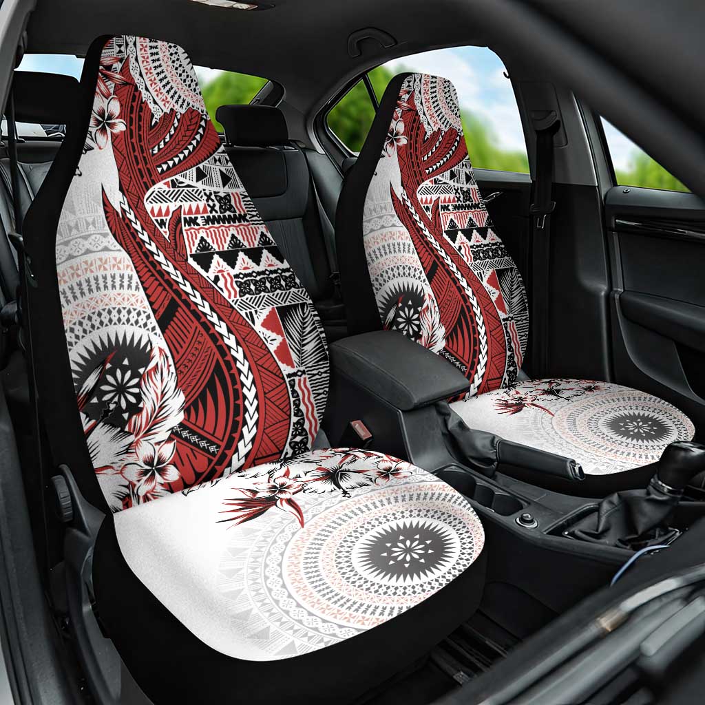 Bula Fiji Car Seat Cover Shark Tail White Masi Tapa LT7 One Size White - Polynesian Pride