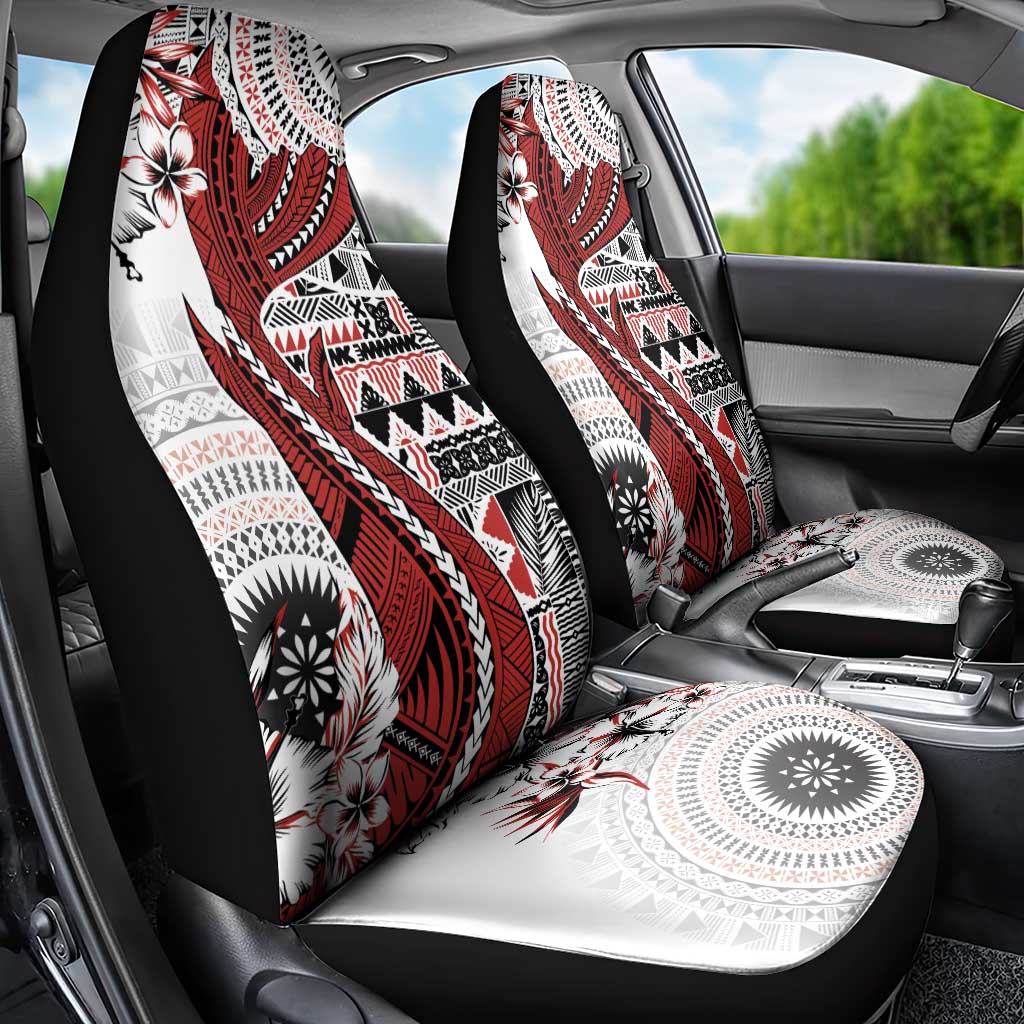 Bula Fiji Car Seat Cover Shark Tail White Masi Tapa LT7 - Polynesian Pride