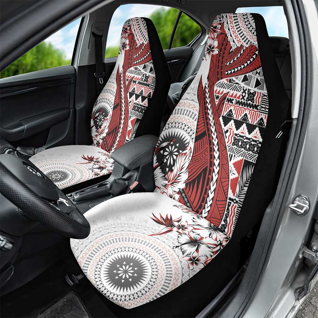 Bula Fiji Car Seat Cover Shark Tail White Masi Tapa LT7 - Polynesian Pride