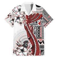 Bula Fiji Family Matching Mermaid Dress and Hawaiian Shirt Shark Tail White Masi Tapa LT7 Dad's Shirt - Short Sleeve White - Polynesian Pride