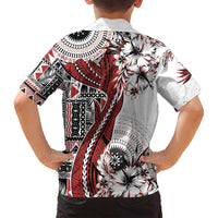Bula Fiji Family Matching Off Shoulder Maxi Dress and Hawaiian Shirt Shark Tail White Masi Tapa LT7 - Polynesian Pride
