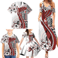 Bula Fiji Family Matching Summer Maxi Dress and Hawaiian Shirt Shark Tail White Masi Tapa LT7 - Polynesian Pride
