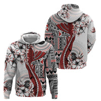 Bula Fiji Hoodie Shark Tail White Masi Tapa LT7 - Polynesian Pride
