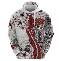 Bula Fiji Hoodie Shark Tail White Masi Tapa LT7 - Polynesian Pride