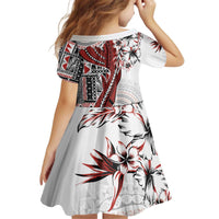 Bula Fiji Kid Short Sleeve Dress Shark Tail White Masi Tapa