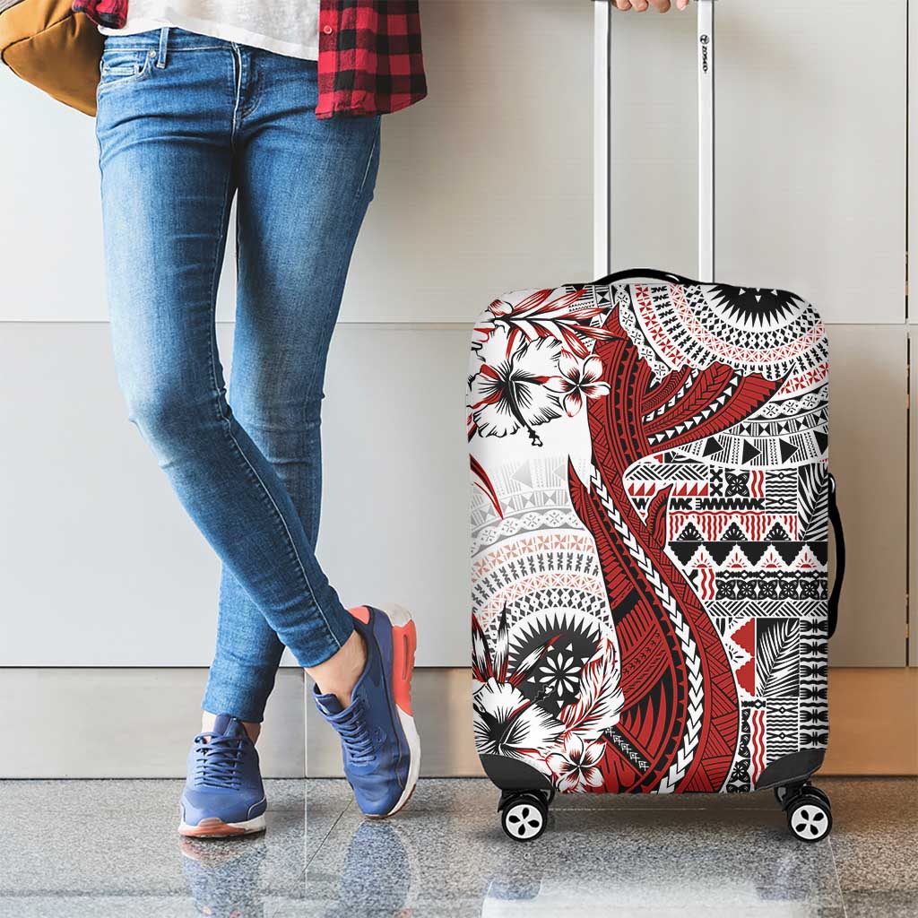 Bula Fiji Luggage Cover Shark Tail White Masi Tapa LT7 - Polynesian Pride