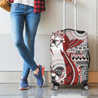 Bula Fiji Luggage Cover Shark Tail White Masi Tapa LT7 - Polynesian Pride