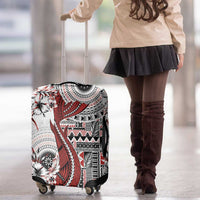 Bula Fiji Luggage Cover Shark Tail White Masi Tapa LT7 - Polynesian Pride