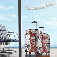 Bula Fiji Luggage Cover Shark Tail White Masi Tapa LT7 - Polynesian Pride